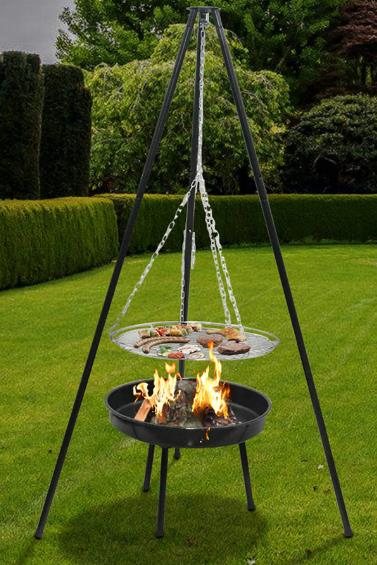 Barbekü Izgarası Katlanabilir Çelik Tripod Askılı