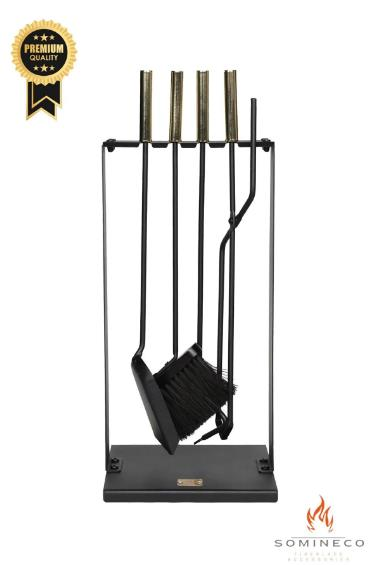 MASA Takımı Şömine 5 PRÇ Gold Standlı