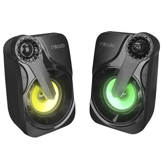 Mikado MD-X27 2.0 Multimedia 3W*2 Black 5V USB LED Illuminated Speaker
