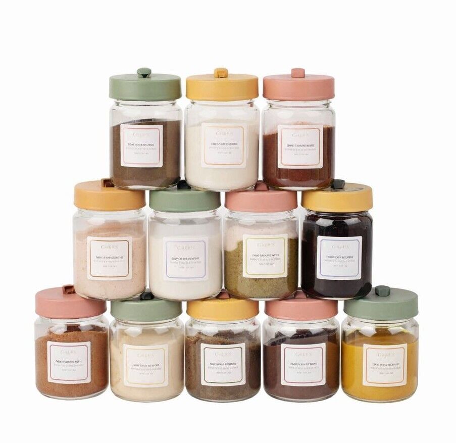 Baharatlik 12li Set Etiketli 190 ml Renkli