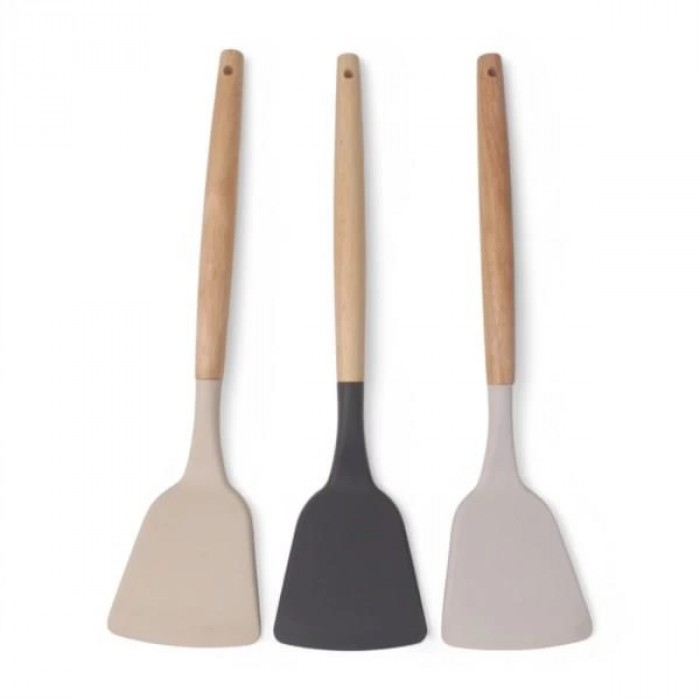 Spatula Geniş Silikon Bambu Saplı