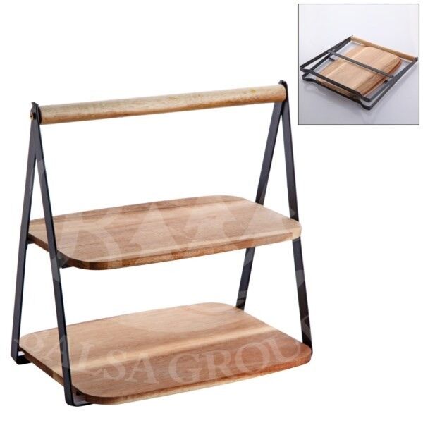 Sunumluk 2 Katlı Akasya 28x20x27