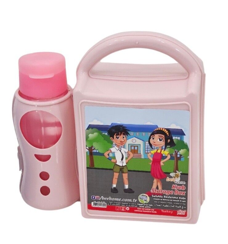 Su Şişesi ve Beslenme Kutusu Pembe