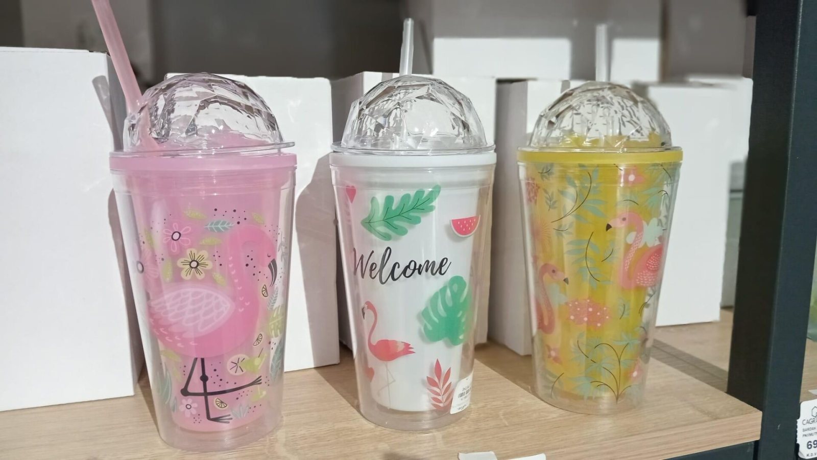 Bardak Kapaklı Flamingo Desen 450ml