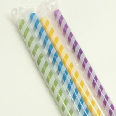 Pipet Beyaz Spiral Çizgili Renkli