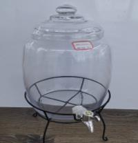 Cam Sebil Musluklu Metal Ayaklı Vazo 20*14*35