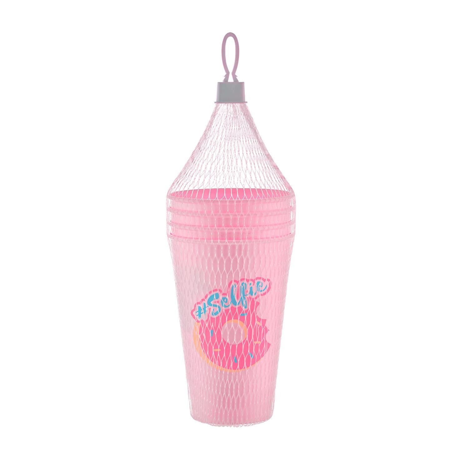 Bardak Plastik Desenli 3lü Sarı Mavi Pembe