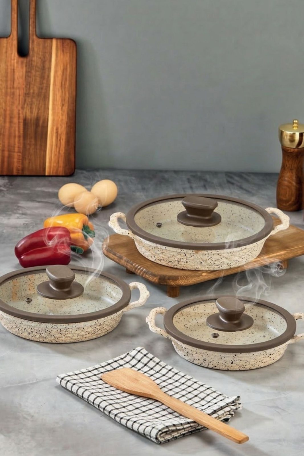Tava Set Döküm 20/24/28CM Krem