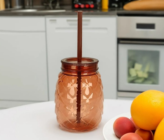 Bardak Ananas Şekilli Pipetli
