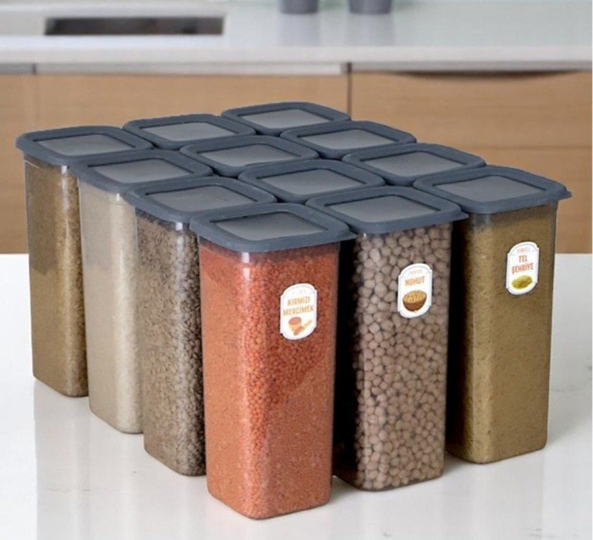 Saklama Kabı Silikon Kapak Kare 12li Set 1300ml