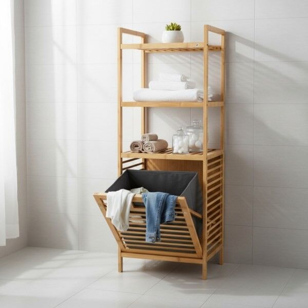 Çamaşır Sepeti 3 Katlı Bambu 30X40X119CM