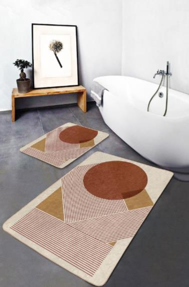 Paspas Tablo Motifli Geometrik Desen Set 2 Lİ