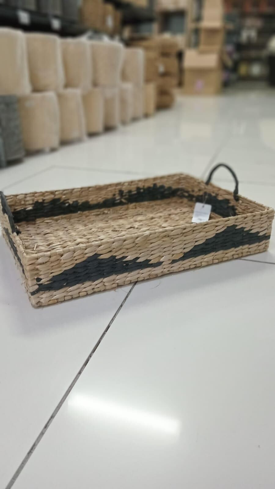 Hasir Tepsi Modern Siyah Detay 50x35x9 cm