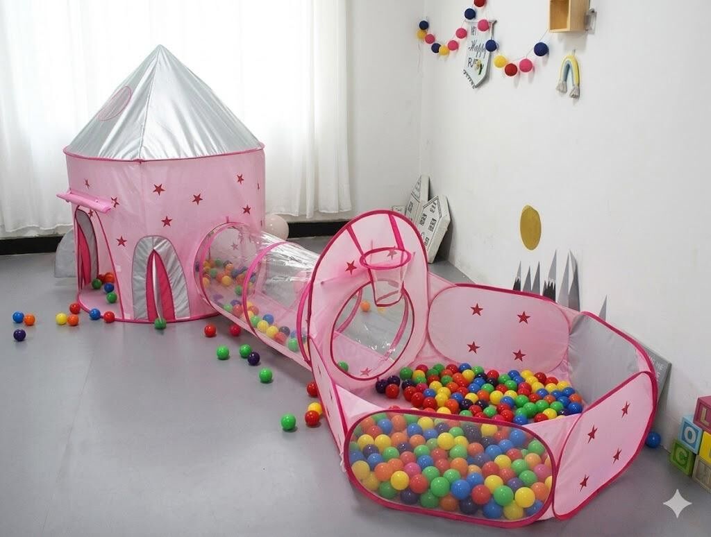 Oyun Çadırı Tünel/top Havuzu/küp 3 Parçalı Set