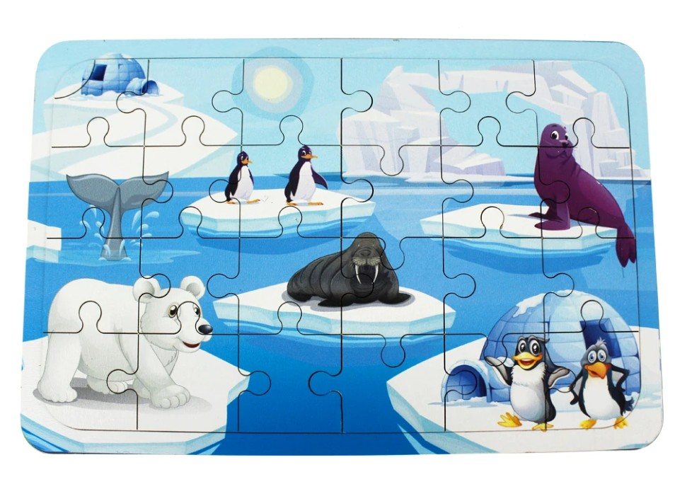 Ahşap Puzzle Kutup Hayvanları Temalı 24 PRÇ