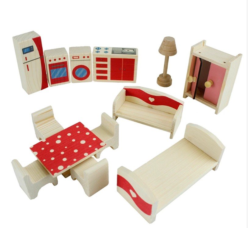 Toysilla Ahşap Oyuncak Ev Mobilyası Seti