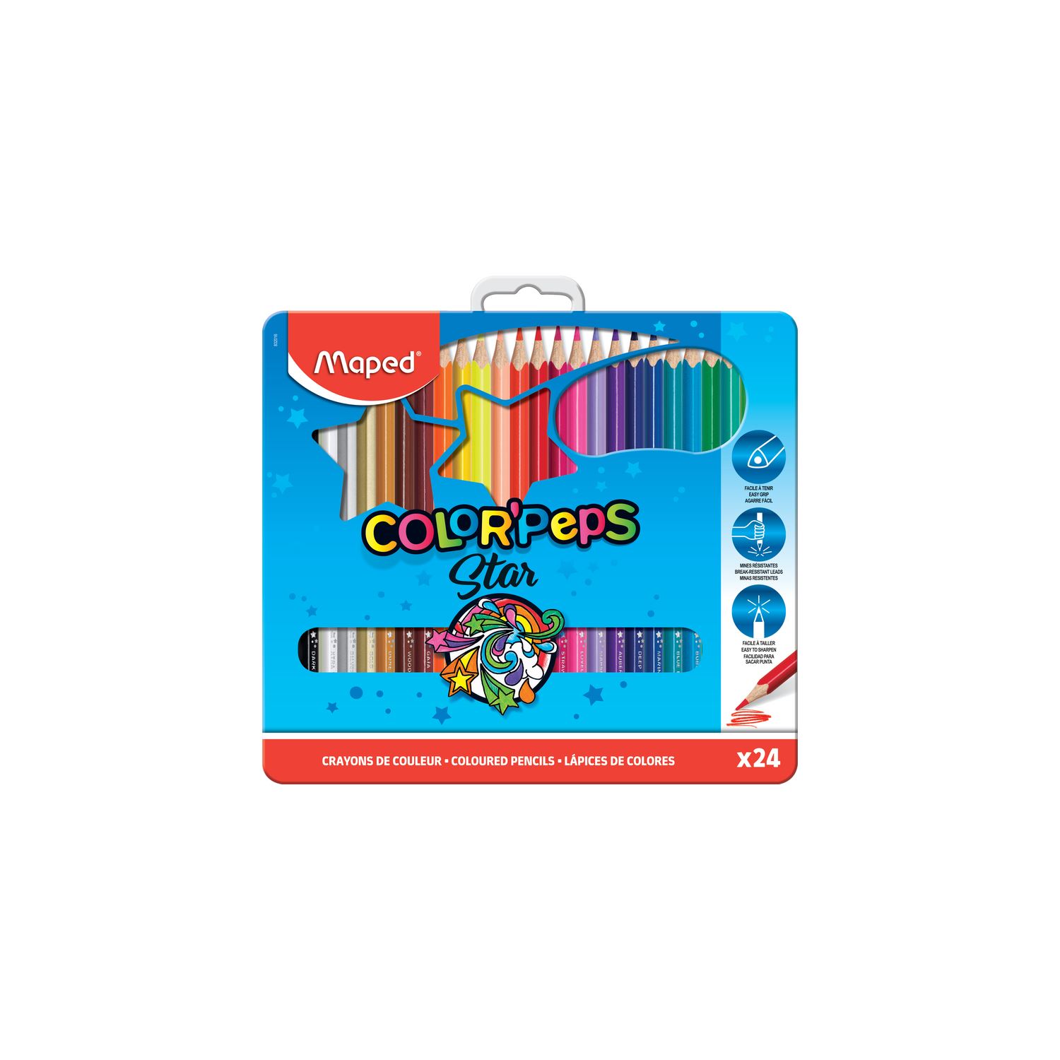 Maped Color'Peps: 24 цветных карандаша в металлической коробке