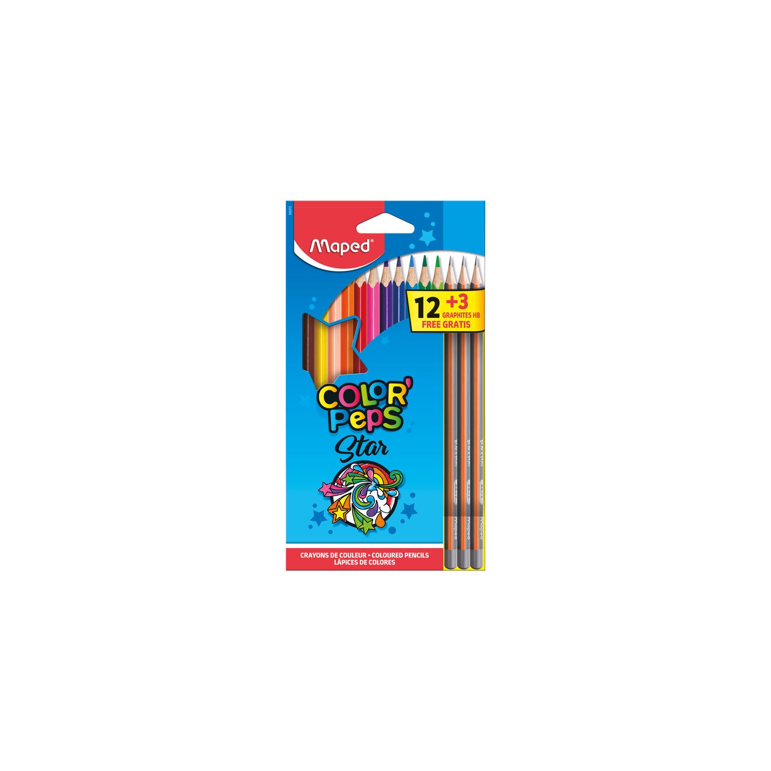Maped Color'Peps Star Coloured Pencils, 12 + 3 Pack
