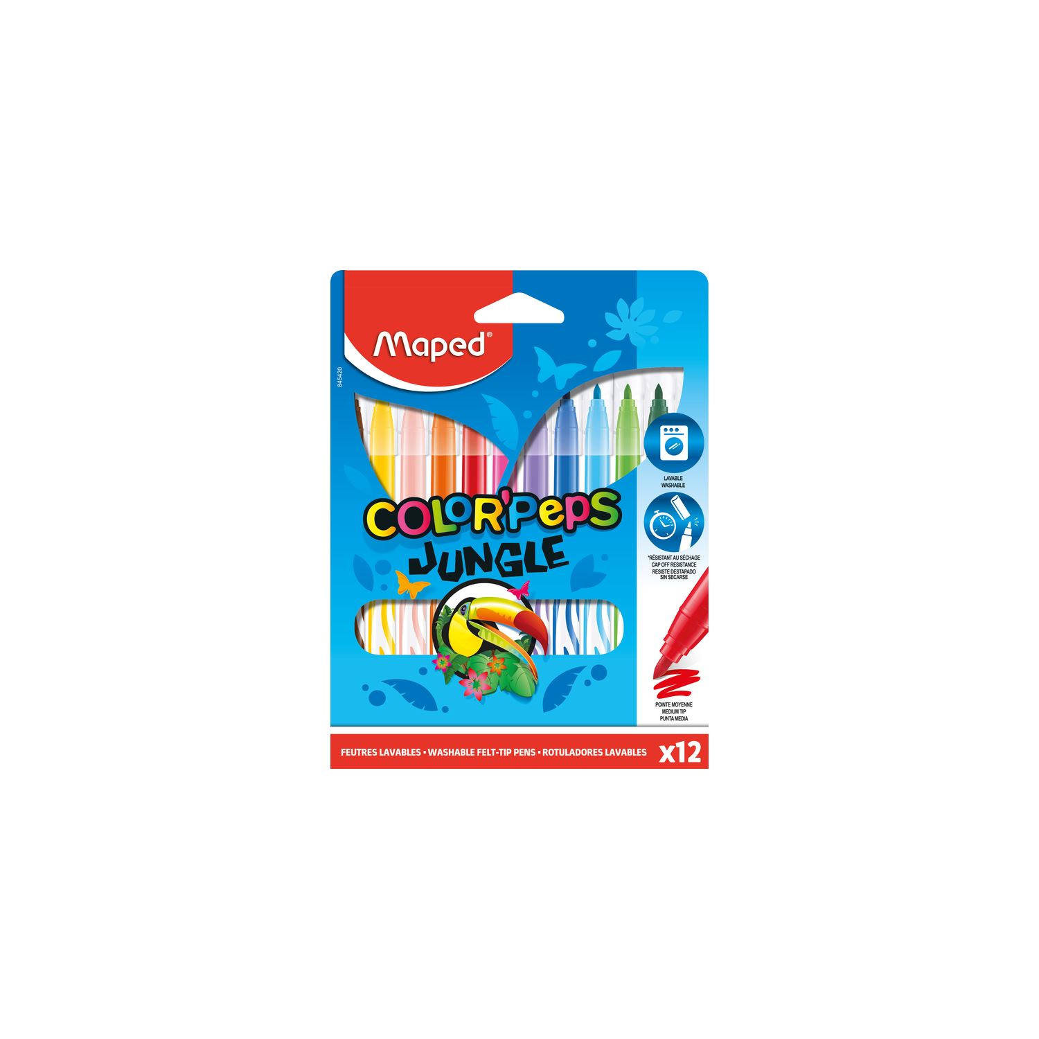 Maped Color'Peps Jungle Felt-Tip Pens, 12 Colours