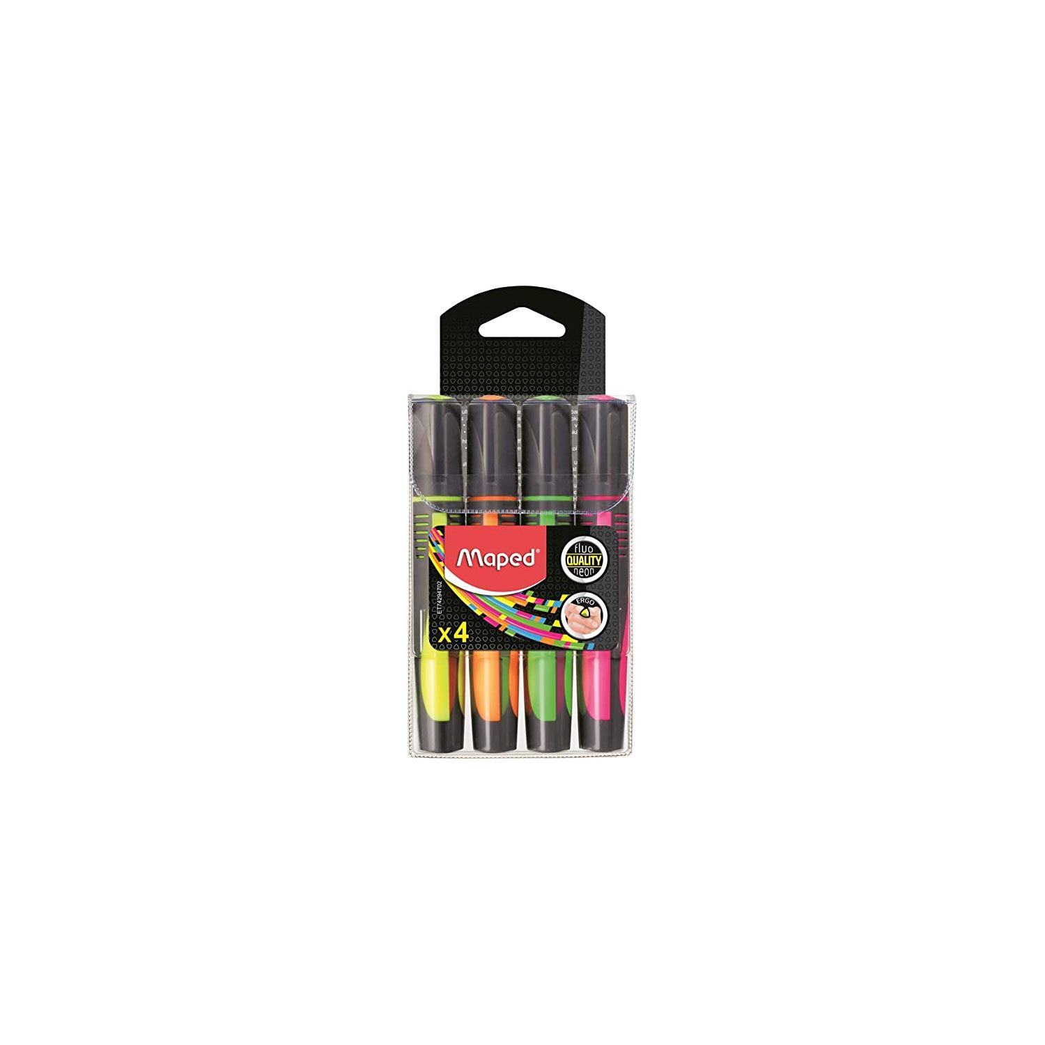 Maped Fluo Neon Ergo Peps 4-Piece Highlighter Set