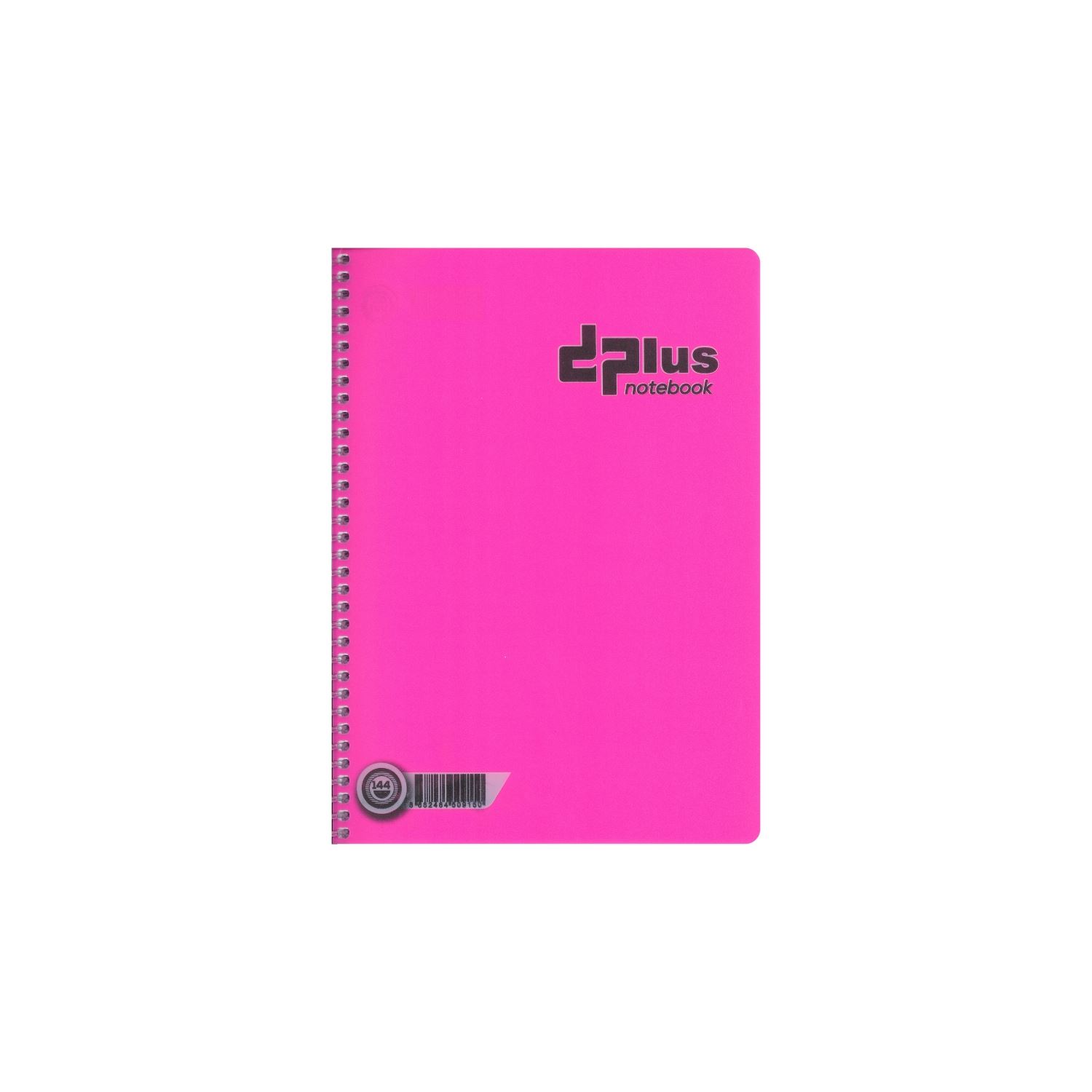 Dplus A4 Pink Grid Notebook, Plastic Cover, Spiral, 144 Sheets