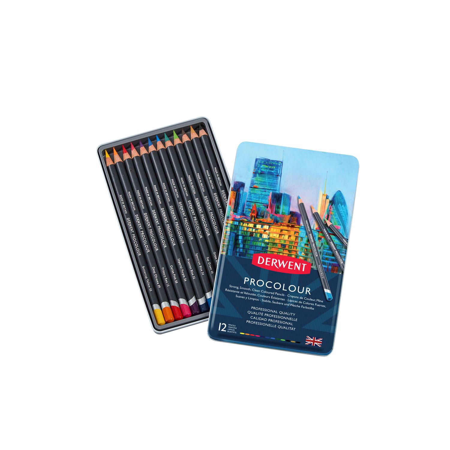 Derwent Procolour Kuru Boya Kalem Seti 12 Renk