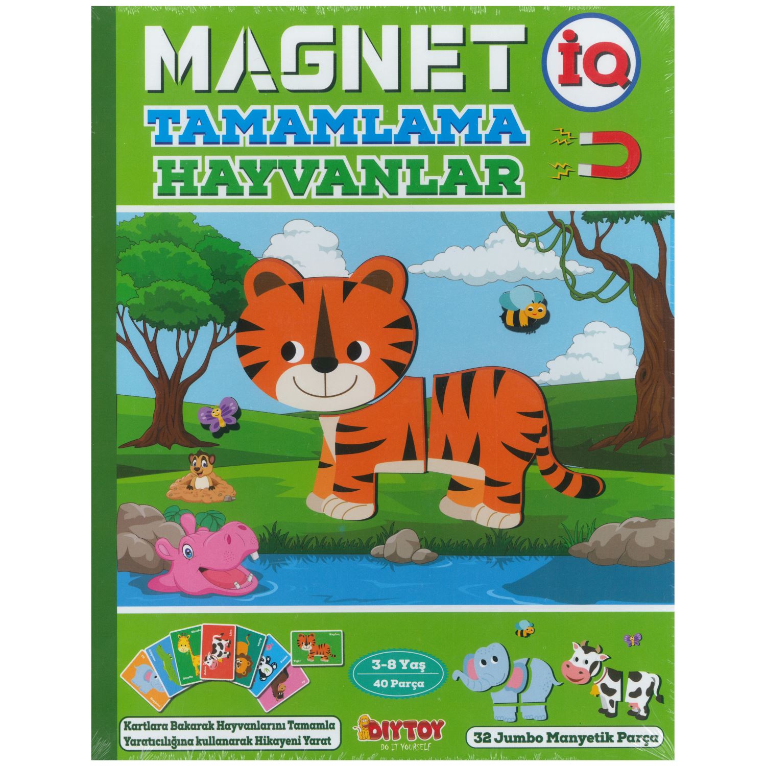 Diytoy Magnet IQ «Собери животных», магнитный пазл, 40 деталей