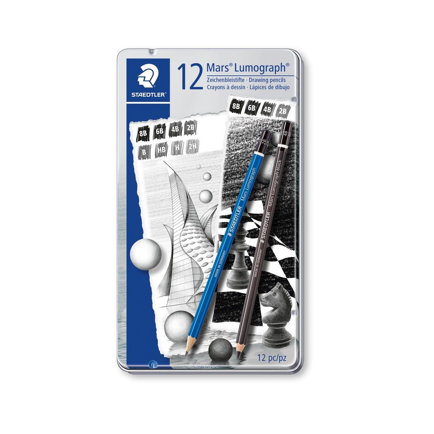 Staedtler Mars Lumograph 100 G12 S1 — набор смешанных карандашей для рисования