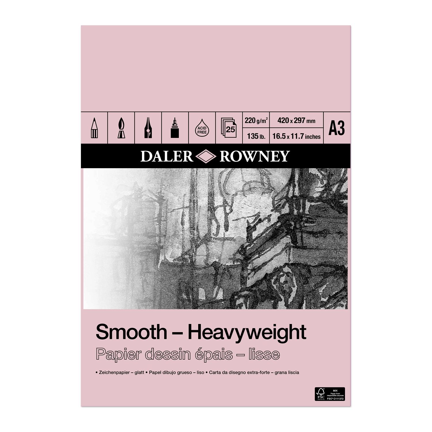 Daler Rowney Smooth Heavyweight A3 Drawing Pad