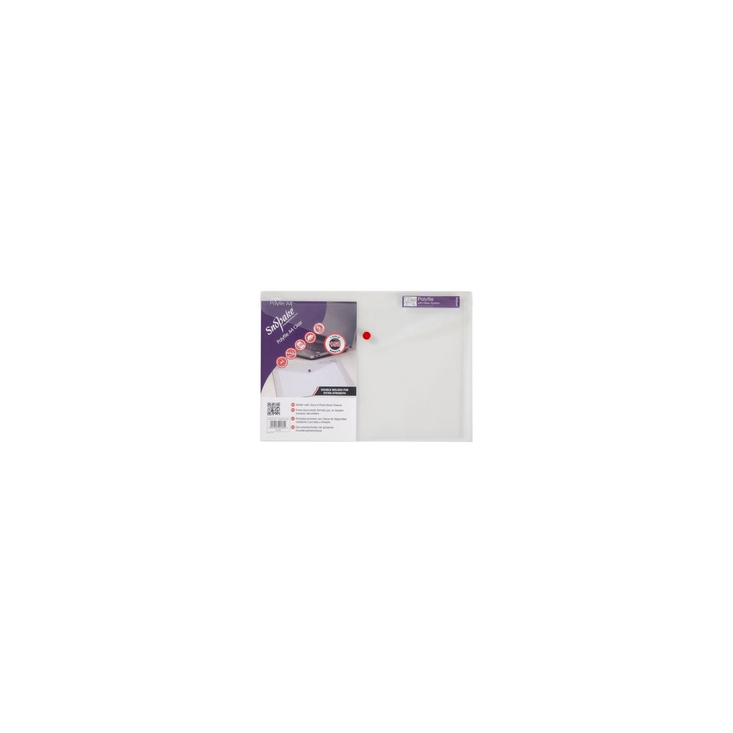 Snopake Polyfile 12841x — прозрачная папка-конверт A4 на кнопке