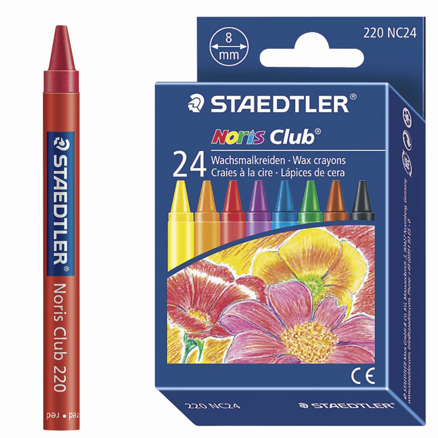 Staedtler Noris 220 NC24 Wax Crayons, 24 Colours
