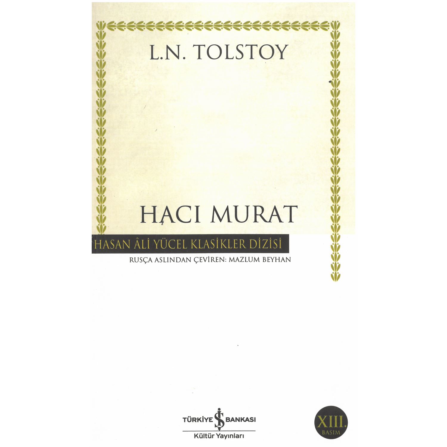İş Bankası Kültür Yayınları Hacı Murat Novel, Turkish Paperback