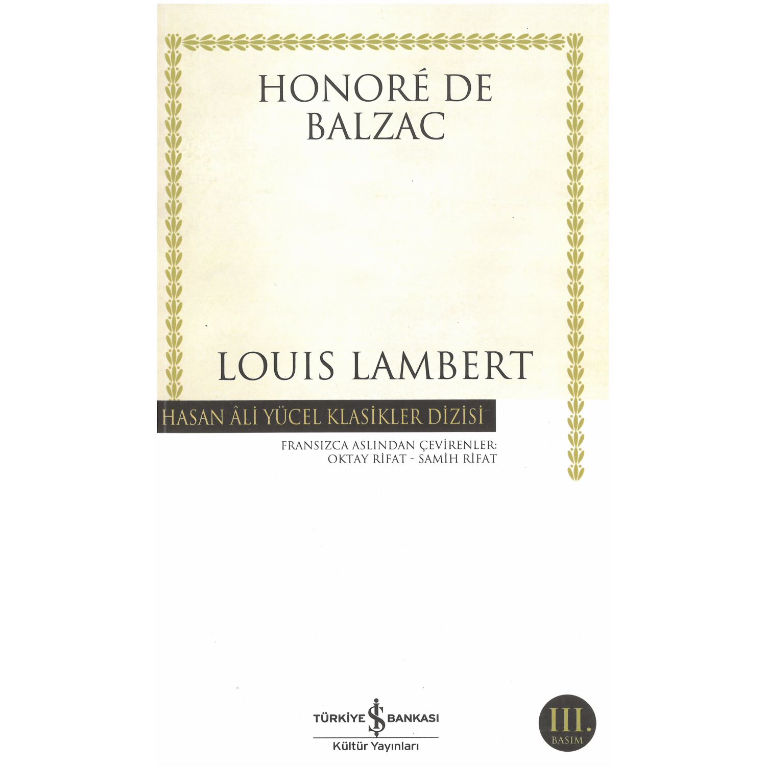 İş Bankası Kültür Yayınları Louis Lambert Novel, Turkish Paperback