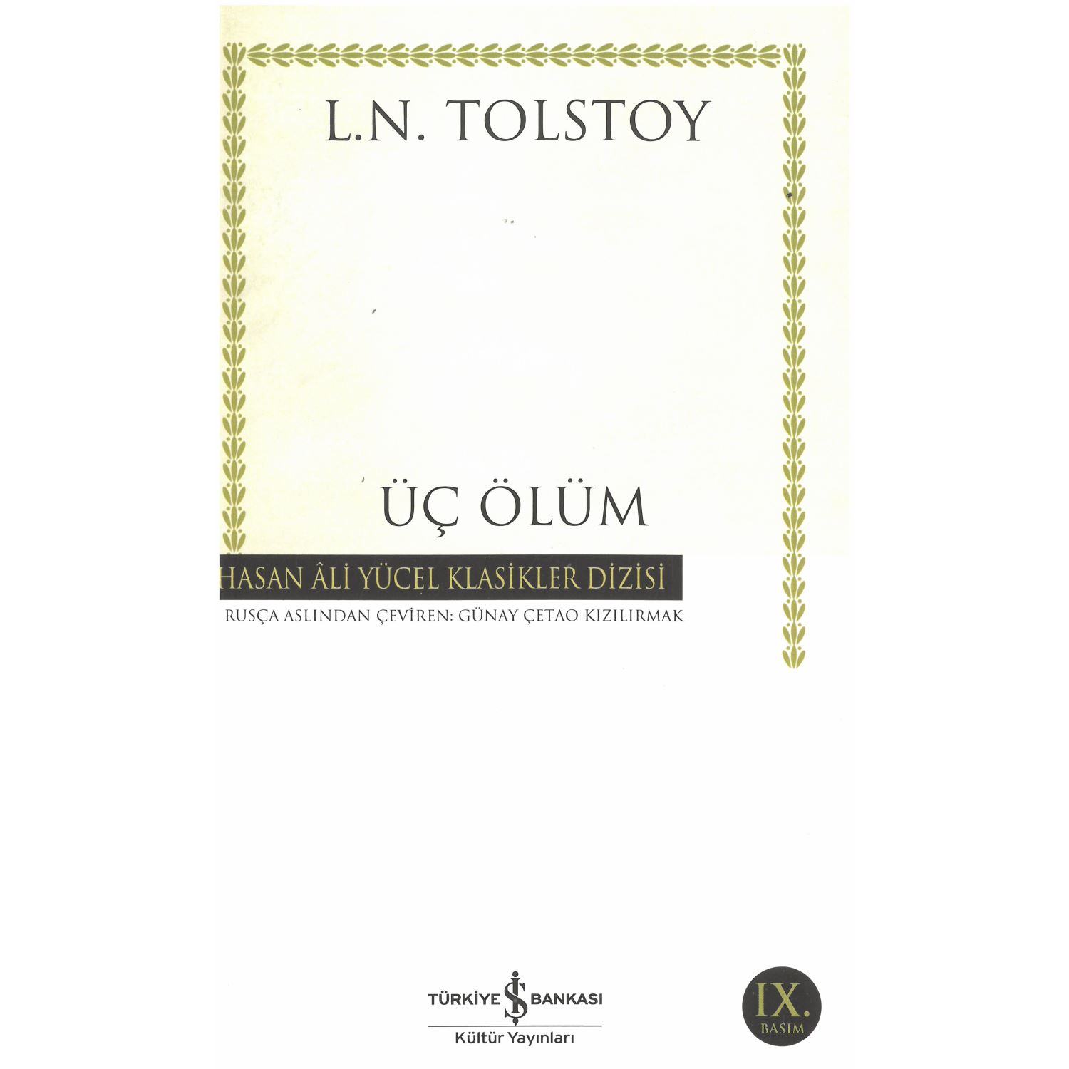 İş Bankası Kültür Yayınları Üç Ölüm Book