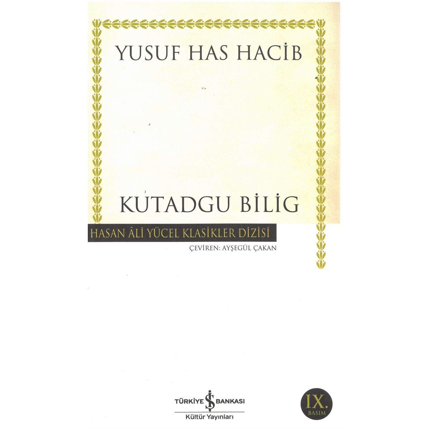 İş Bankası Kültür Yayınları Kutadgu Bilig Turkish Paperback Book