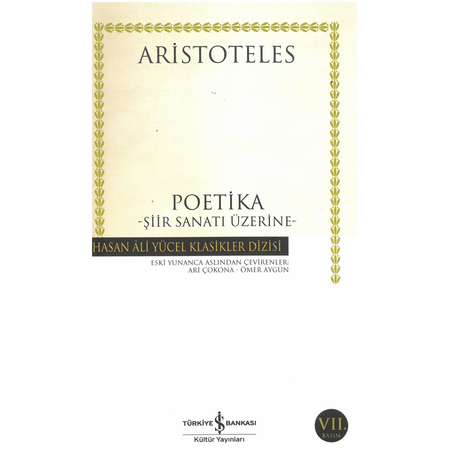 İş Bankası Kültür Yayınları Poetika Felsefe Kitabı