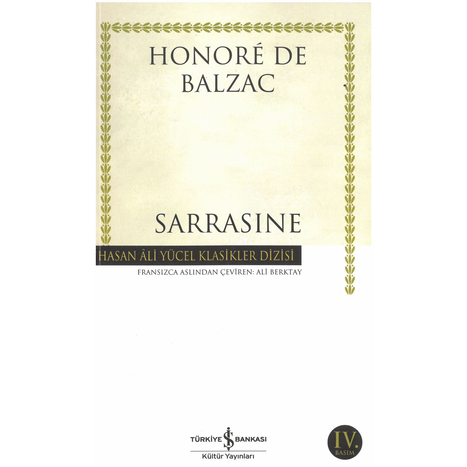İş Bankası Kültür Yayınları Sarrasine Novel