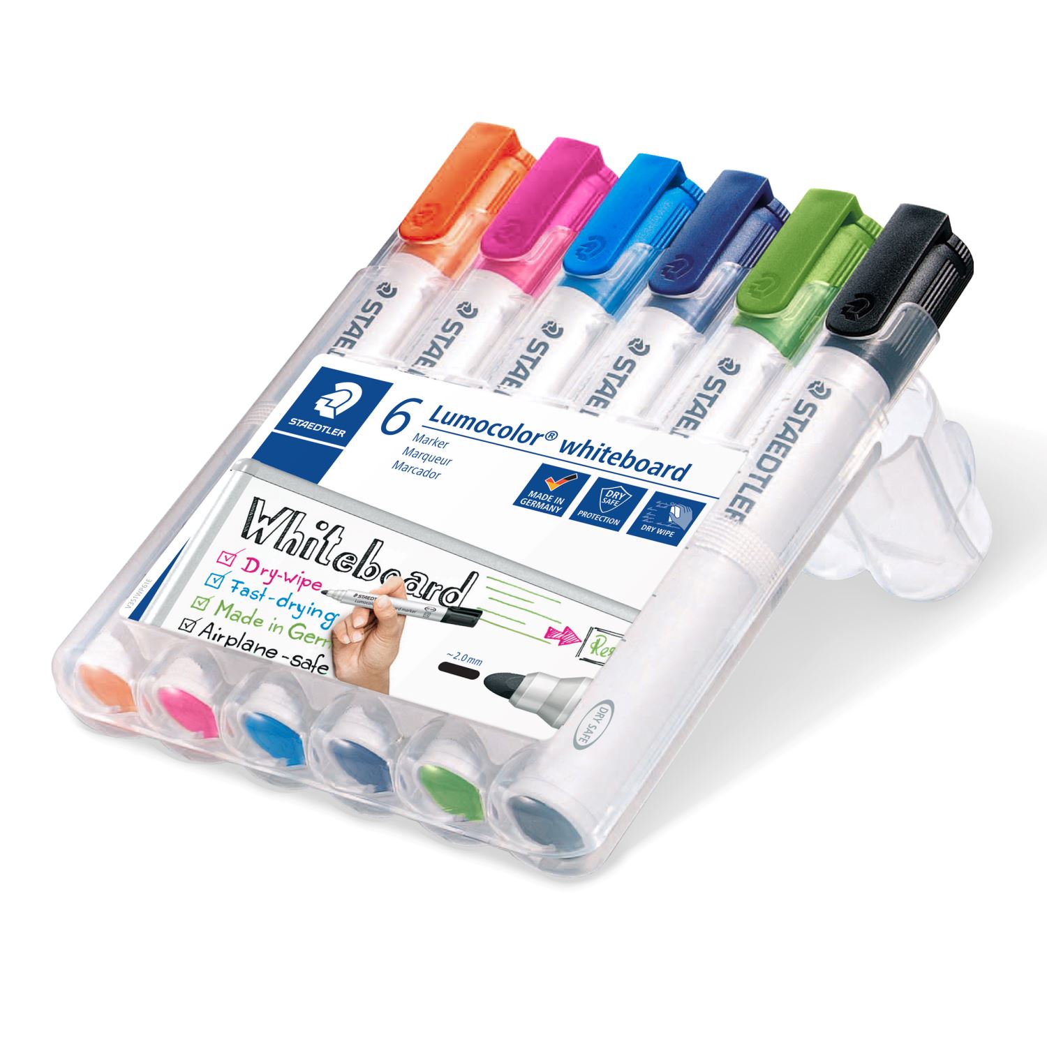 Staedtler Lumocolor, набор маркеров для белой доски, 6 пастельных цветов