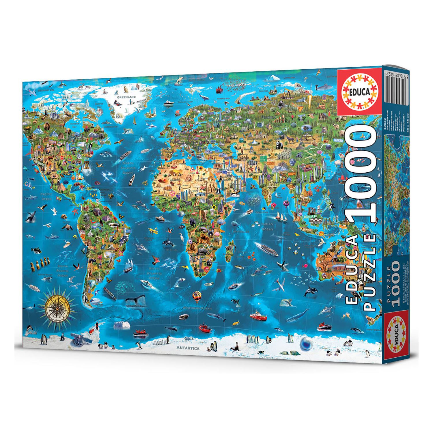Educa World Wonders Map Jigsaw Puzzle, 1000 Pieces