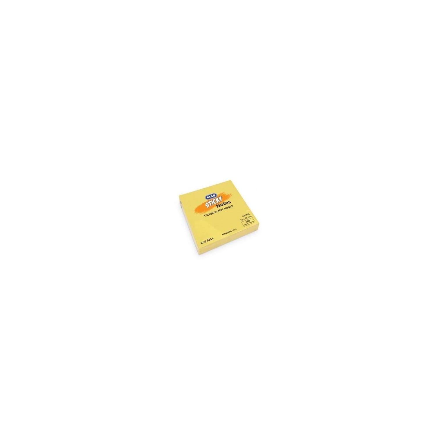 Mas 3654 — жёлтые пастельные стикеры, 76 × 76 мм