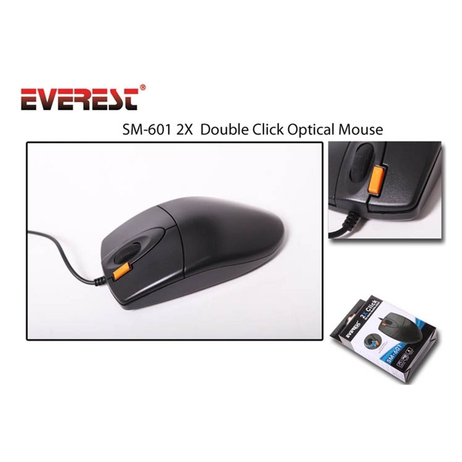 Everest SM-601U Wired USB Optical Mouse – Black