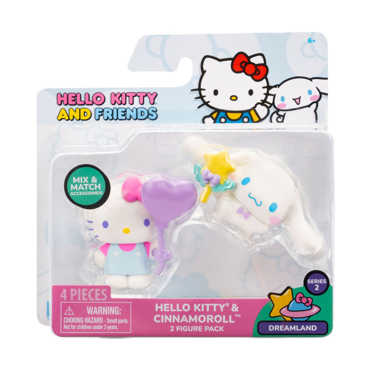 Hello Kitty HKT06100 2-Piece Mini Figure Set, Hello Kitty & Cinnamoroll