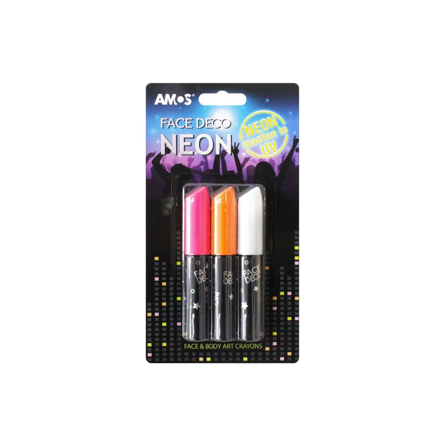 Amos FD10B3-ND Glow-in-the-Dark Face Paint, 3-Pack