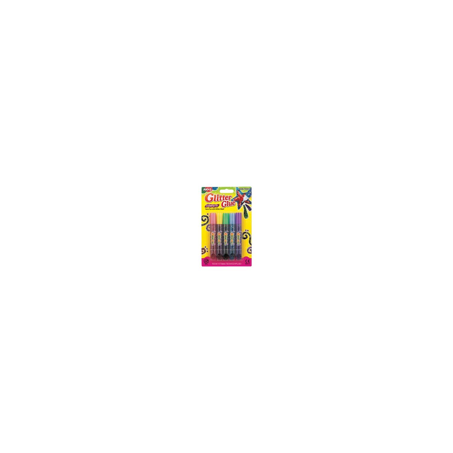 Amos GCF10B5 Confetti Glitter Glue 10.5 ml, 5-Pack Blister