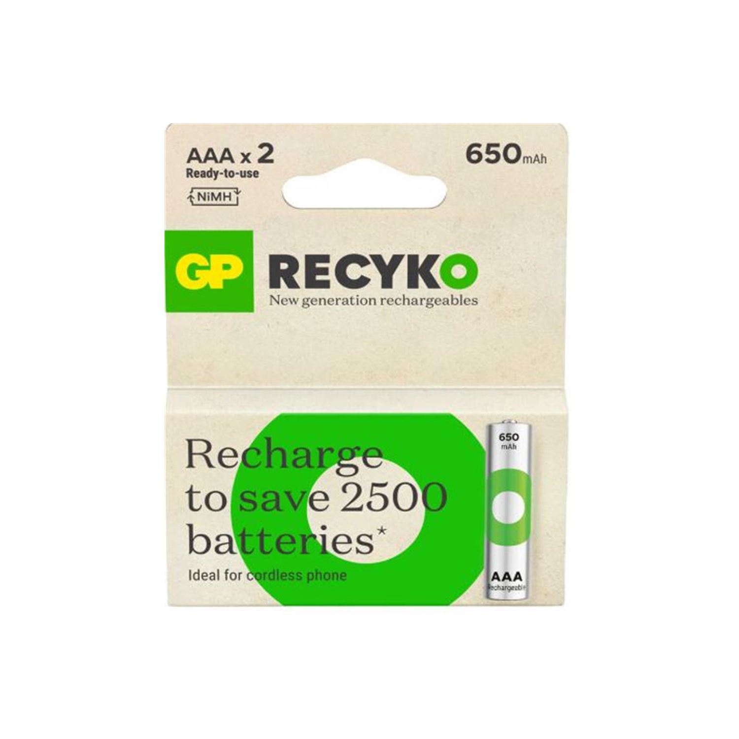 GP AAA 650 mAh Şarjlı İnce Kalem Pil – 2 Adet