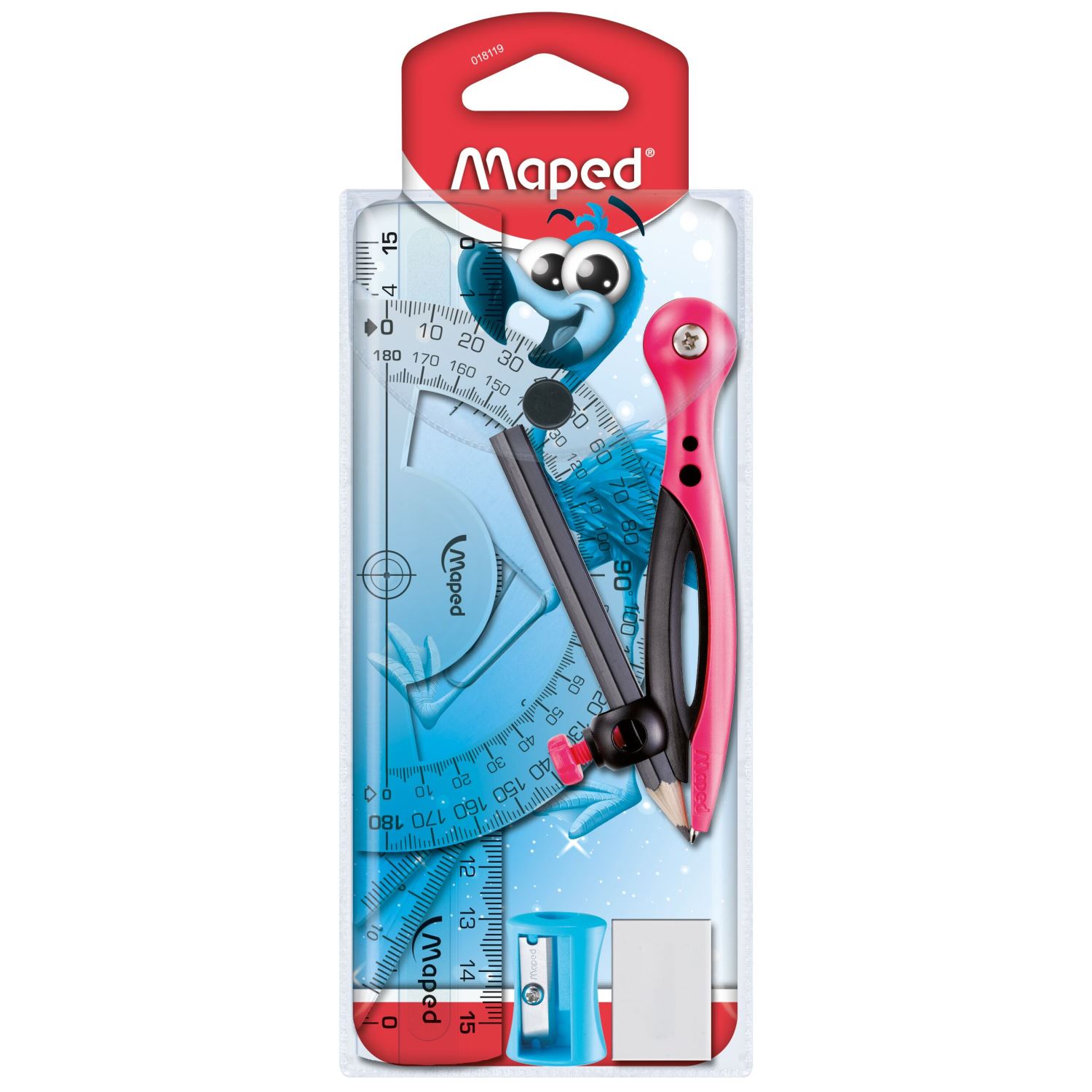 Maped Pulse 018119-2 8-Piece Pink Compass Set