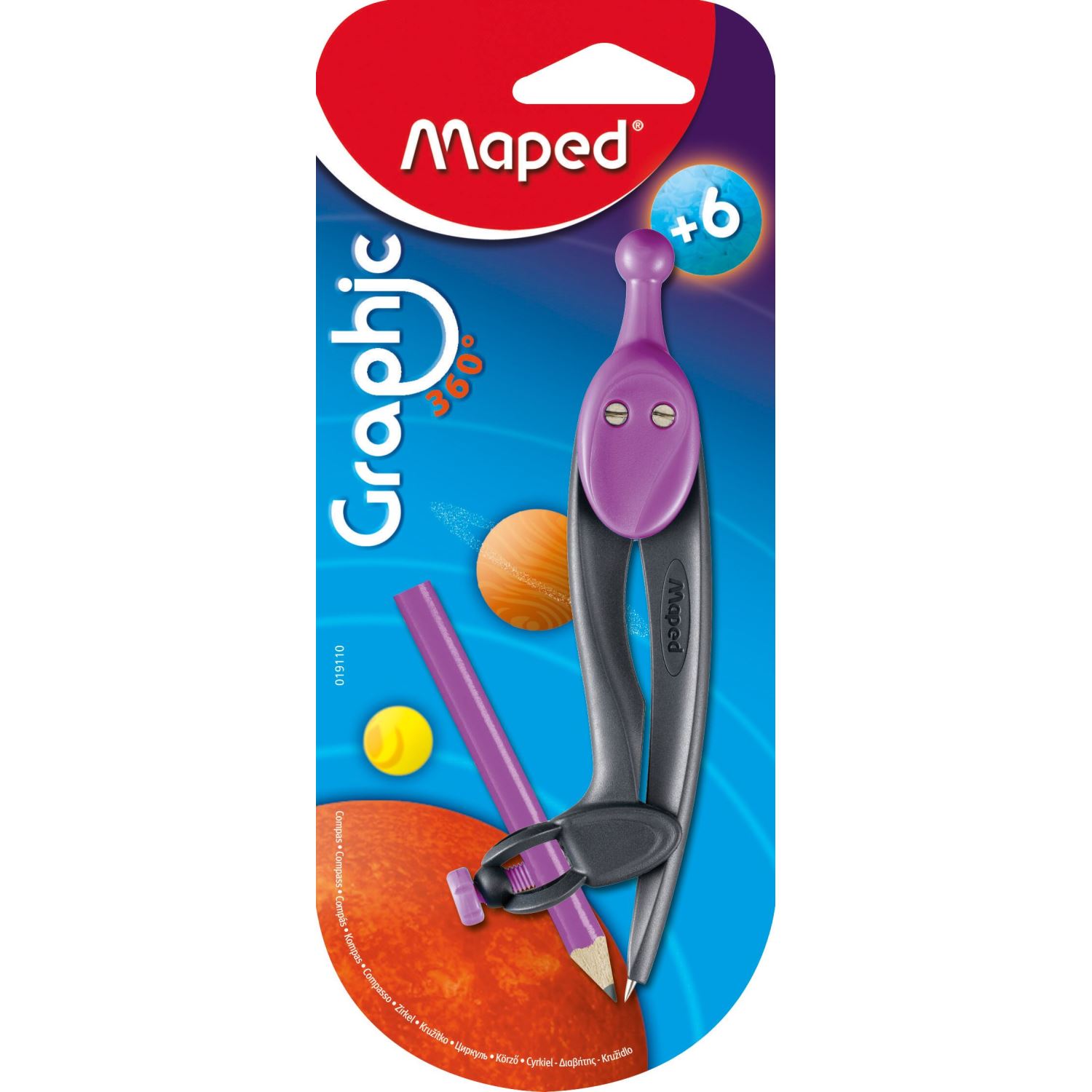Maped Graphic 019110-2 Pencil-Holding Compass, Purple