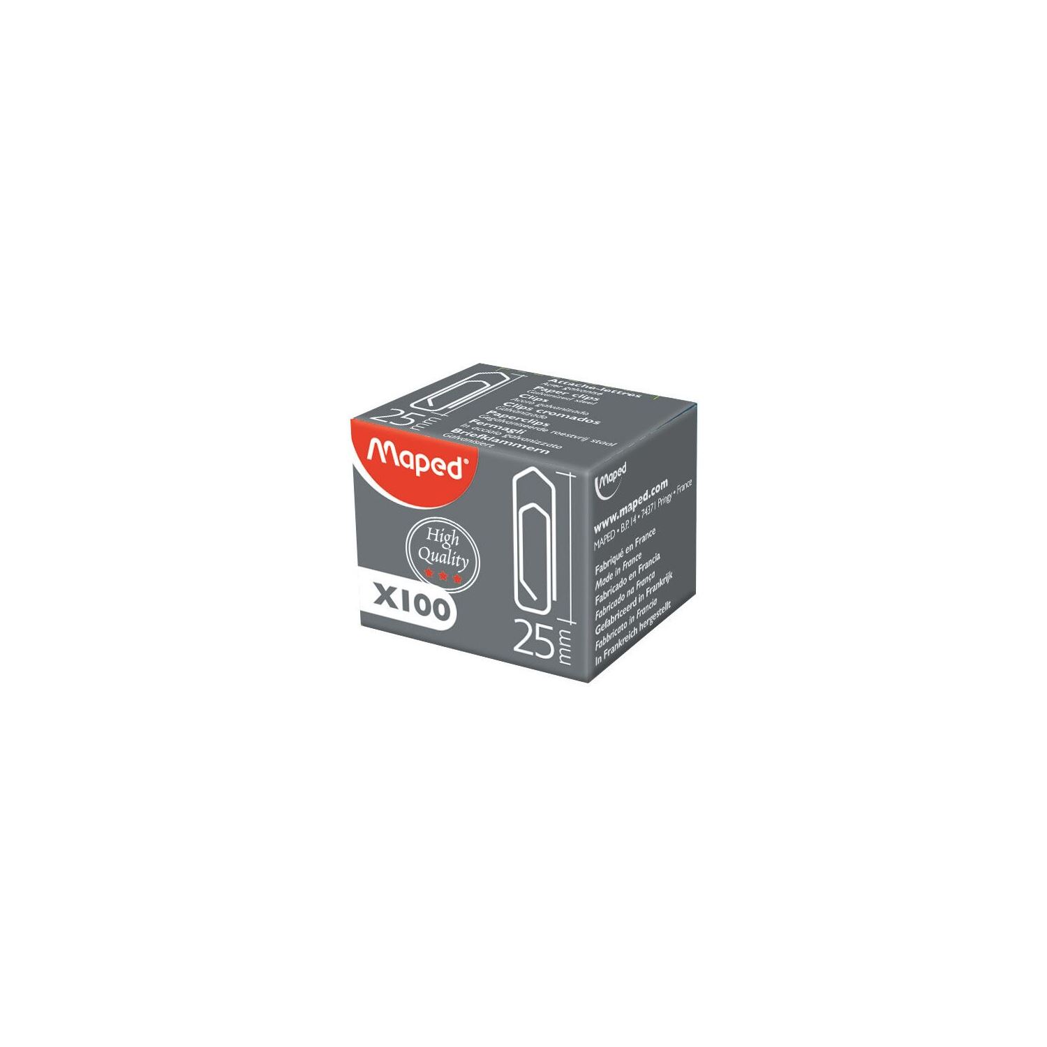 Maped 032020 Paper Clips, 100 Pieces, 25 mm