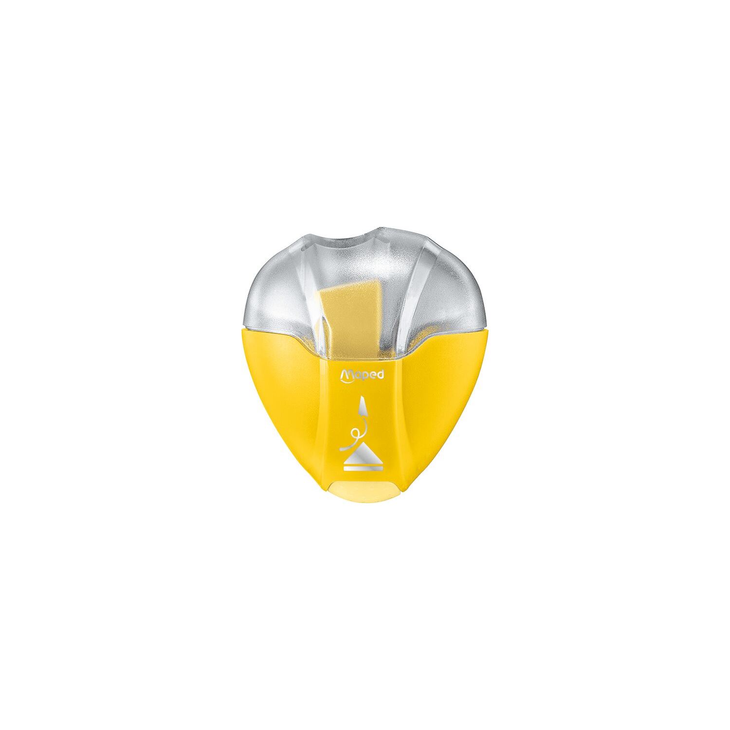 Maped Igloo Eject — жёлтая точилка с пластиковым контейнером