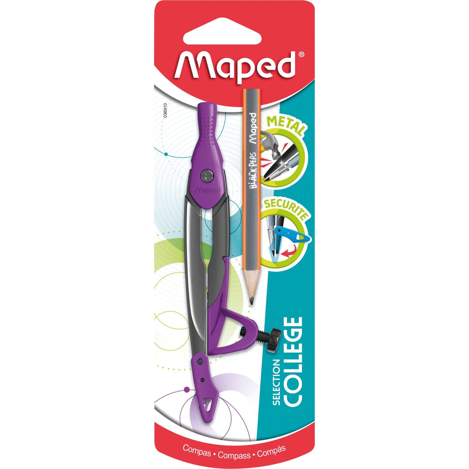 Maped 036910-2 циркуль с держателем для карандаша, фиолетовый
